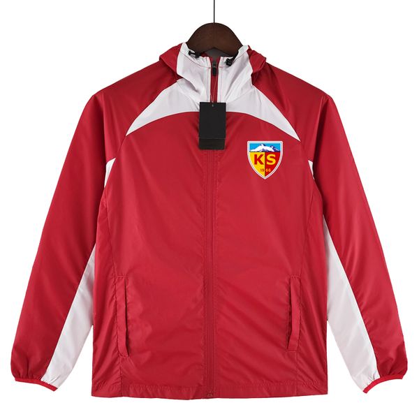 

2023 kayserispor mens jackets full zipper hooded soccer windbreaker hoodie windproof football jacket winter sports windbreakers coats size s, Black;brown