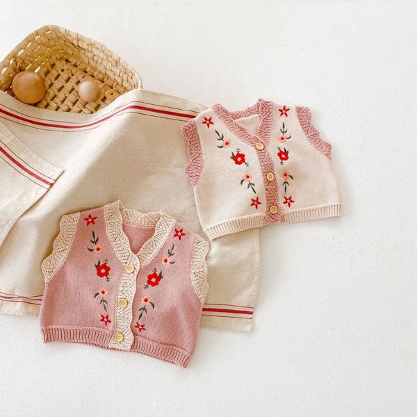 

waistcoat 0-3t born kid baby girls clothes autumn winter flower cardigan sweater vest elegant v neck knit coat waistcoats cute knitwear 2303, Camo