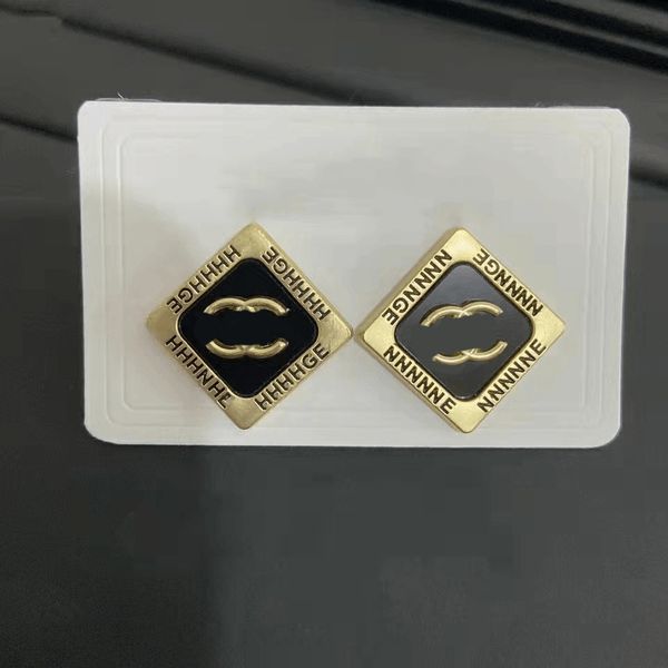 

classic fashion style letter designer stud earrings brand letter square earring for women jewelry accessory wedding gifts, Golden;silver