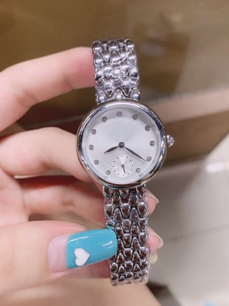 

fashion women's quartz watch 316 silver stainless steel dial 28mm with a small second hand using the original imported electronic movem, Slivery;brown