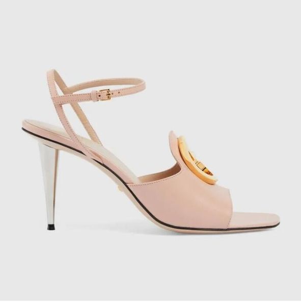 

2023 summer g blondie luxury sandals designer women flip flops slipper fashion genuine leather slides metal chain ladies casual shoes, Black