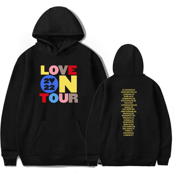 

womens hoodies sweatshirts love on tour itin merch hoodie sweatshirt menwomen hip hop pullover hooded long sleeves sweater 230329, Black