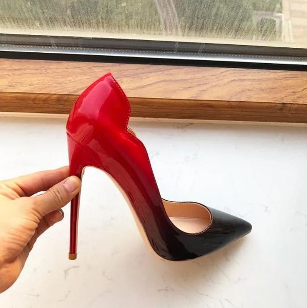 

2023 women shoes red so nice kate bottoms styles 8cm 10cm 12cm high heels nude color genuine leather point toe pumps, Black