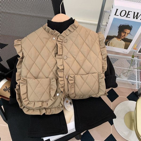 

waistcoat fashion warmth baby girls vest ruffle sleeved light weight child waistcoat down cotton vests children outerwear 2-10 years e989 23, Camo