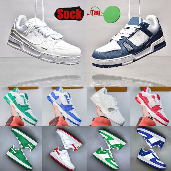 

designer men women luxury trainers shoes lvmh sneakers intage embossed bright white natural green cream black burgundy purple leather platfo