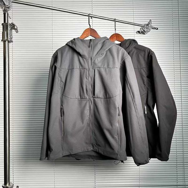 

outdoor jackets arch coats terry x casual leisure fashion designer windproof waterproof 2023 spring plush hooded soft shell 85x6, Black;brown