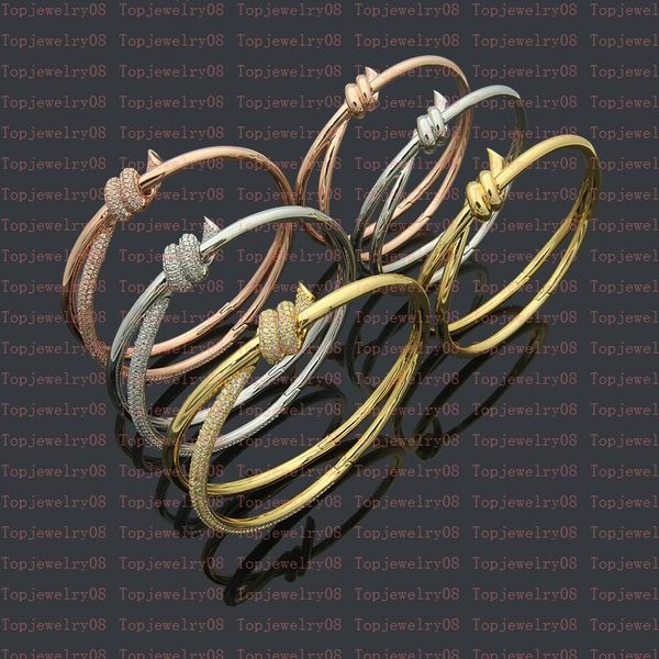 

fashion knotted half diamond yellow gold bracelet luxury designer monogram hollow bracelet diamond 18k plated 925 stainless steel wedding lo, Black