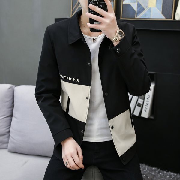 

men's vests 3xl spring autumn jackets men casual business coats fashion splicing turn down collar bomber jacket streetwear male clothin, Black;white