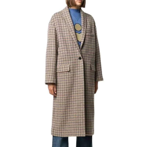 

fur isb new plaid two-color long temperament commuter fashion wool coat, Black