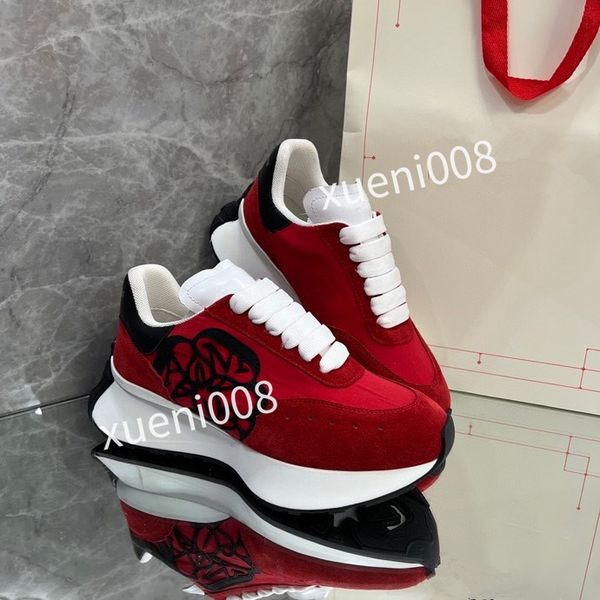 

new mens casual shoes calfskin banded sneaker white black blue grey designer sneaker luxury trainers low fashion mens women sneakers2023, Red;white