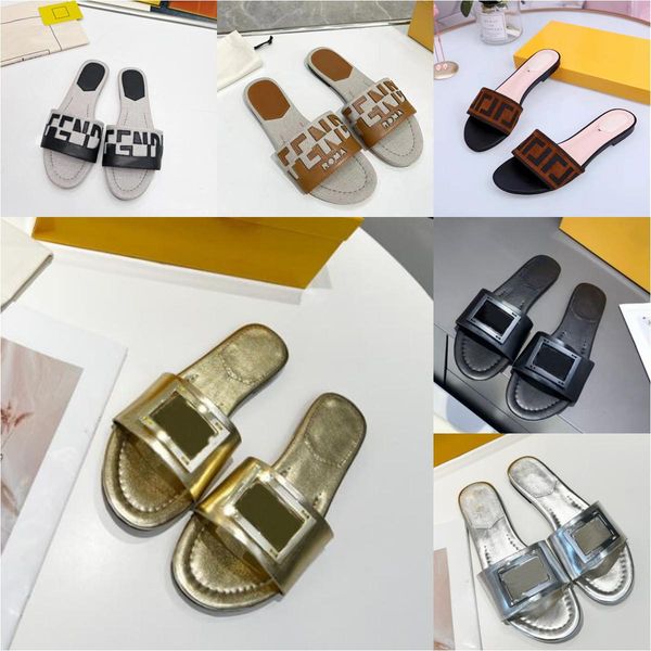 

2023 designer fashion slippers f letters ladies sandals letter slides splicing summer pantoufles sandales shoes rimorchiatori sandali origin, Black