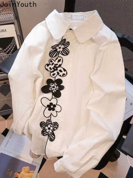 

women's blouses shirts japanese blouses women vintage clothes embroidery long sleeve loose shirts fashion white blouse blusas mujer de