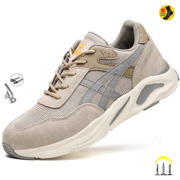 

dress shoes summer breathable wroking for men reflective strip lightweight safety boots indestructible male footwear sneakers 230329, Black