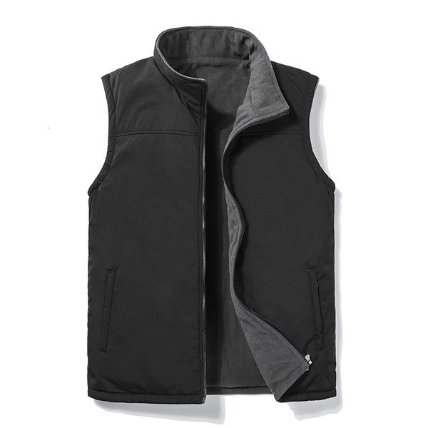 

men's vests mrmt brand fleece jacket trend middle aged elderly plus velvet warm dad cotton waistcoat 230329, Black;white
