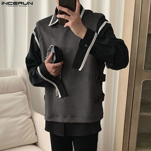 

men's vests fashion casual style incerun suede side hollowedout buckle tank stylish male solid color allmatch s5xl 230329, Black;white