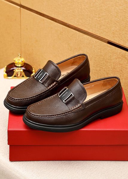 

2023 mens dress shoes casual slip on genuine leather loafers men classic brand designer comfortable fashion flats size 38-45, Black