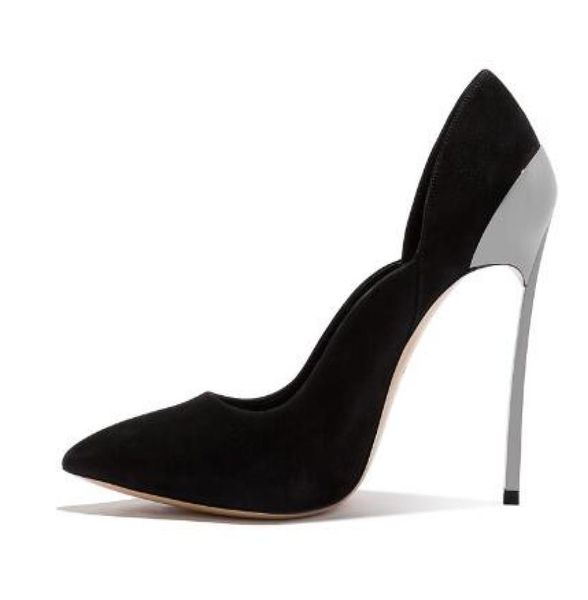 

suede metal heel shoes women pointed toe shallow mouth pumps lady wedding shoes3074720, Black