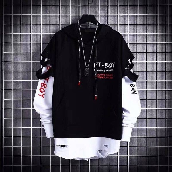 

men's hoodies sweatshirts prowow hoodies men letter print hooded high street pullover sweatshirt men fashion hip hop streetwear hoodie, Black