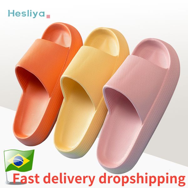 

slippers thick platform shoes cloud summer flip flops women nonslip bathroom home mute slides eva soft couples sandals 230329, Black