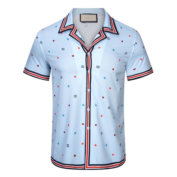 

luxury designer shirts mens fashion geometric print bowling shirt hawaii floral casual shirts men slim fit short sleeve variety trend, White;black