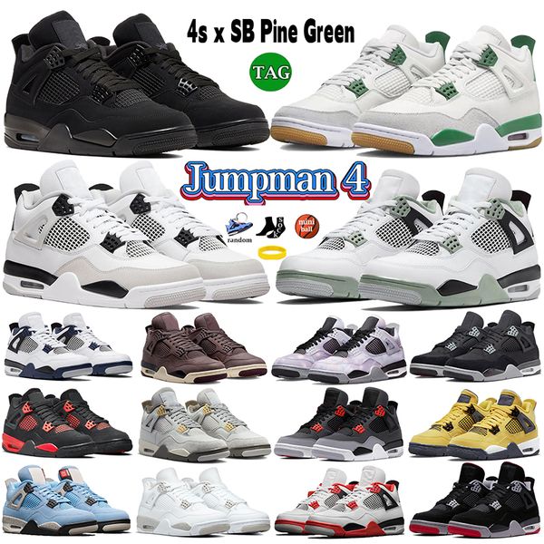 

4 jumpman 4s basketball shoes men black cat sb pine green seafoam military black sport trainer designer craft pn dust university blue mens w