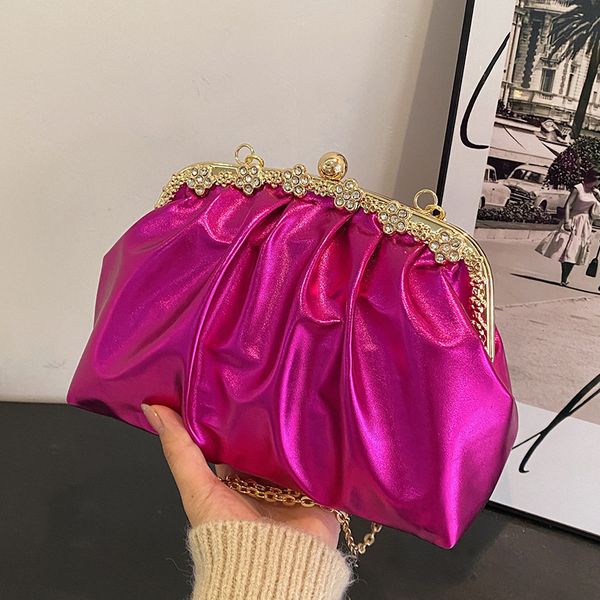 

evening bags tas awan kulit wanita laser berkilau selempang rantai retro mewah tangan pangsit berlipat pesta 230329