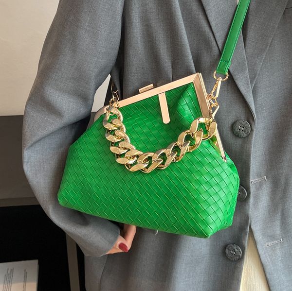 

evening bags solid color trend weaving crossbody for women small clutch female party handbags and purses lady shoulder bag simple 230329