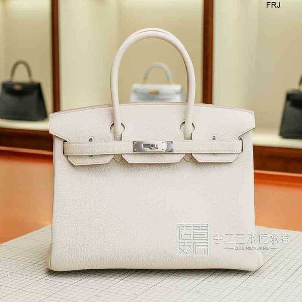 

designer bags birkin handbags have logo birkins handmade womens real leather togo c10 milkshake white bk30cm silver buckle handbag frj
