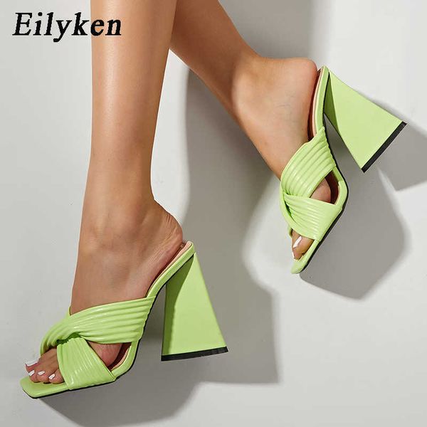 

slippers new fashion strange style high heels narrow band women square, Black