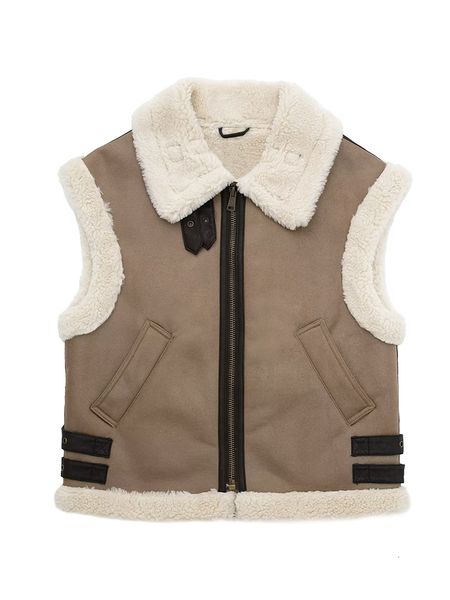 

women's vests yenkye women's fur artificial leather vest coat zipper sleeveless coat women's winter thick warm coat 230329, Black;white