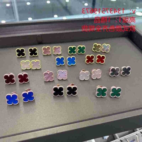 

charm designer straight high version four leaf grass earrings female silver simple temperament lp2f, Golden