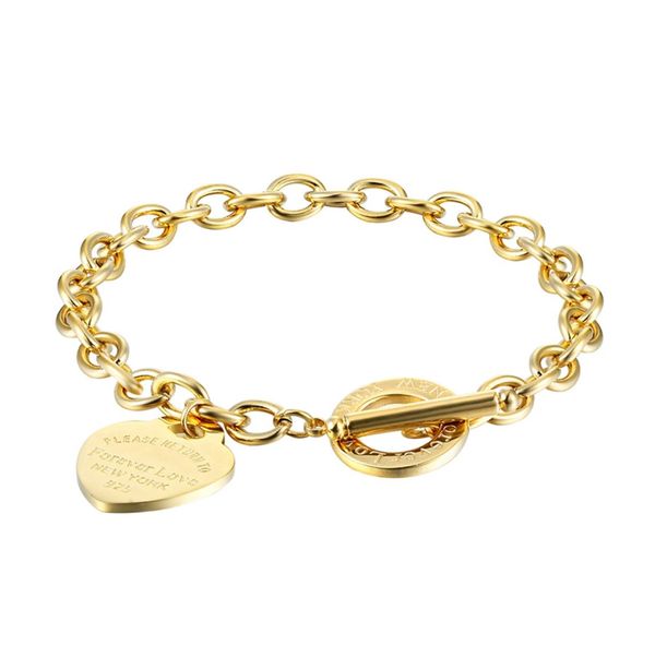 

women stainless steel bracelets turn to heart gold silver ot chains pulsera bracelet fashion jewellry foreverlove t style4661631, Golden;silver