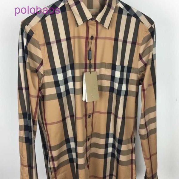 

brand burbersys clothes spring 22 new slim fit fashion british large plaid men's long sleeve shirts outflow, White;black
