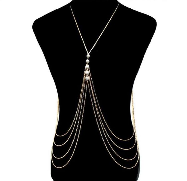 

2023 new strands pearl tassel necklace chain full body chain designer designs exaggeration for women's trend necklaces for wedding part, Black