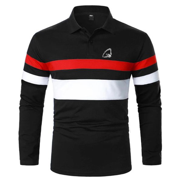 

mens polos summer men fahsion and casual long sleeve printed polo shirt 230329, White;black