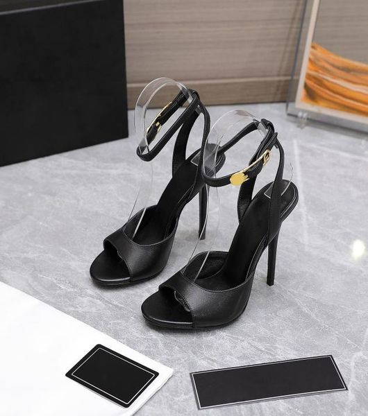

safety pin high heel sandal design luxurious women summer fish mouth sandals peeptoe shoes round head leather4462103, Black