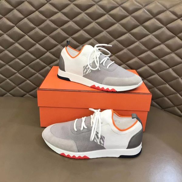 

fashion depart casual shoes men running sneaker italy low elastic mouth weave mesh calfskin soft bottom lightness breathable design casuals, Black