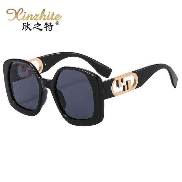 

F Letter Sunglasses fund New ashion Network Red Anchor ins Show amily Metal Mesh Large rame