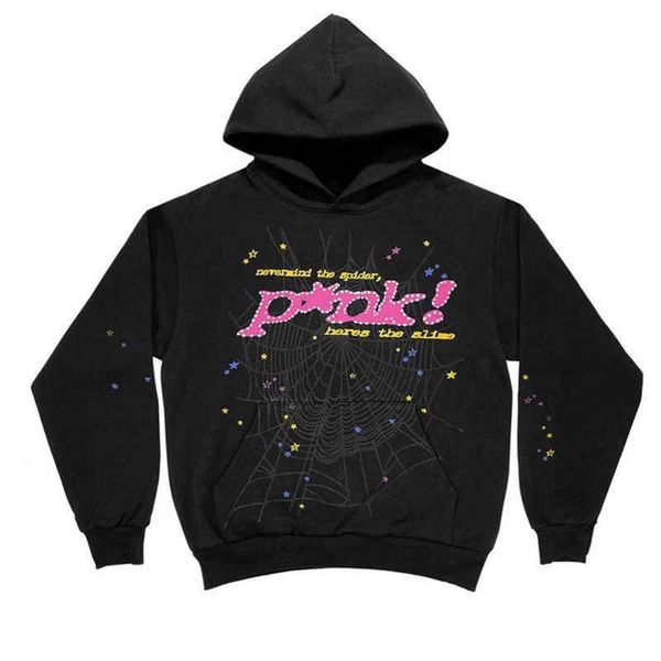 

mens hoodies sweatshirts mens hoodies sweatshirts new hip hop web puff print sp5der 555555 hoodie men women 1 young thug angel spider sweats, Black