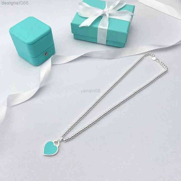 

love heart enamel pendant necklace s925 sterling silver light luxury niche design valentine's day birthday gift g220725
