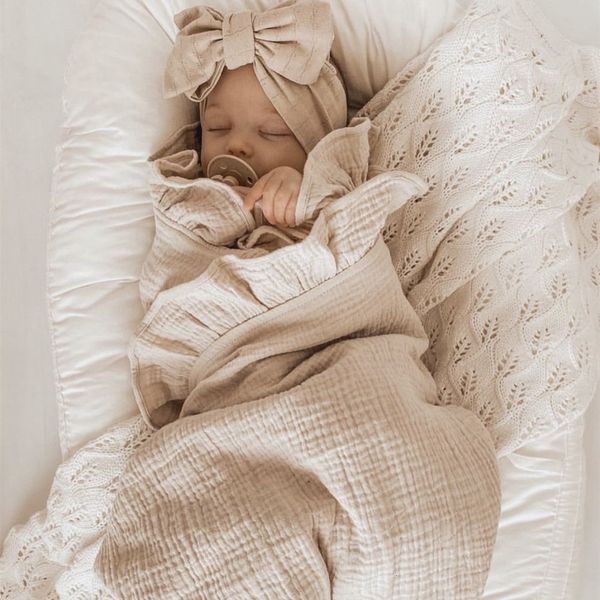 

blankets swaddling ruffled plain baby swad blanket for born cribs organic baby accessories born receiving cotton blanket 230329