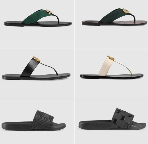 

2021 fashion slipper men women sandals designer shoes luxury slide summer wide flat slippery slideshow flip flop flower box size 35-45, Black