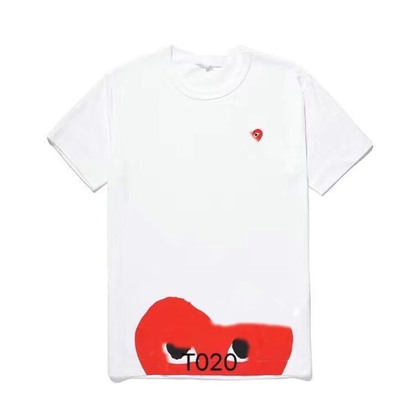 

mens play fashion t shirt designer red heart commes casual women shirts des badge garcons high quanlity tshirts cotton embroideryh5tq, White;black