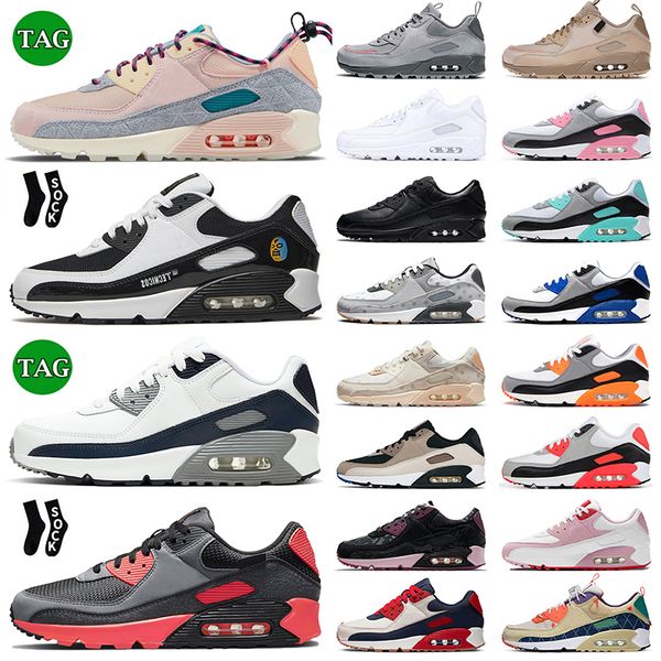 

wholesale sports 90 running shoes men women 90s og black white surplus peace love be true unc volt infrared stone kiss my airs jogging athle