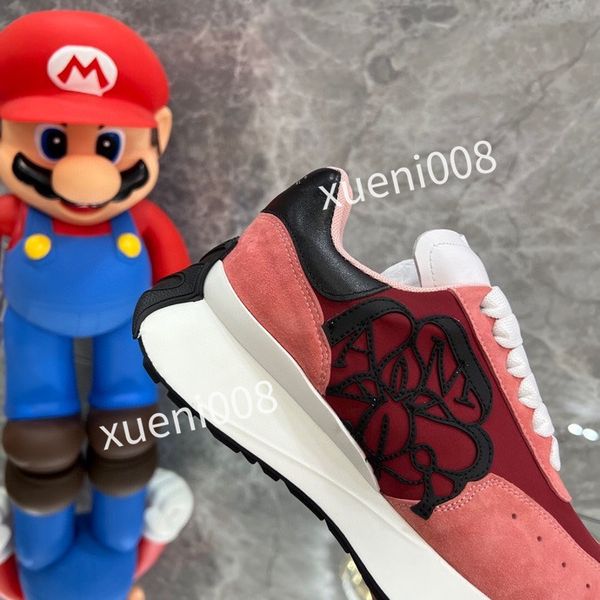 

2023new mens casual shoes calfskin banded sneaker white black blue grey designer sneaker luxury trainers low fashion mens women sneakers, Red;white
