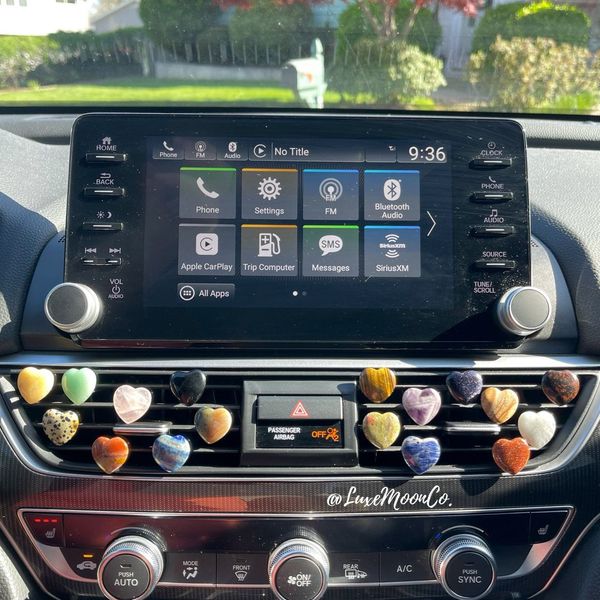 

heart natural crystal stone car air outlet clip healing lucky gem car interior jewelry accessories women gift home decor, Silver