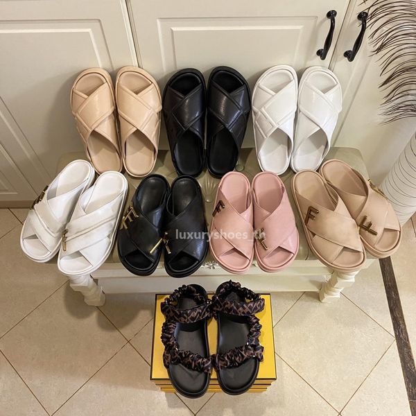 

designer slippers feel sandals women graphy slipper satin sandal black leather sandals wide cross laces gold metal letter