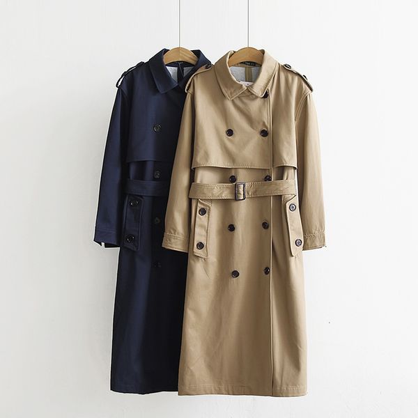 

women's trench coats spring and autumn european american fashion trend windbreaker long doublebreasted coat 230329, Tan;black