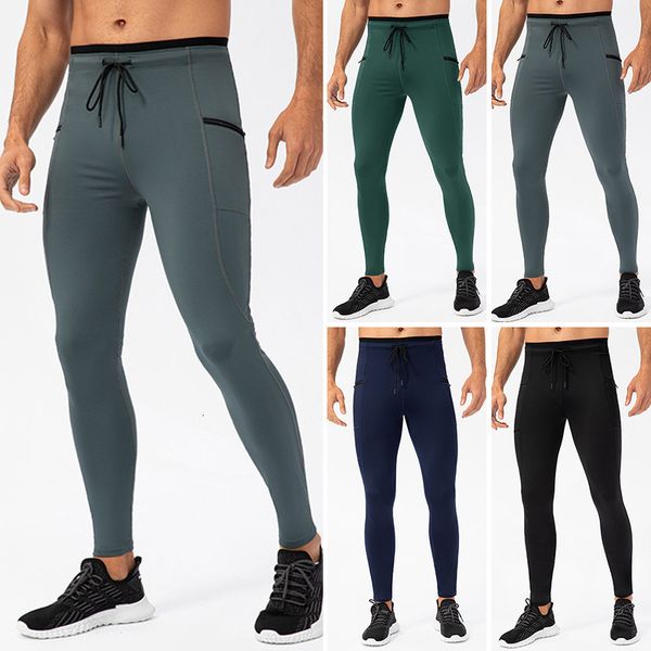 

mens pants men compression tight leggings pocket high waist lift zipper tights training yoga bottoms fitness sports skinny trousers 230329, Black