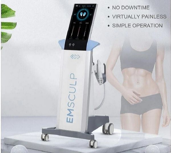 

2 handles 7 tesla ems electromagnetic muscle stimulate weight loss body slimming machine skin firming tightening hiemt electromagnetic muscl, Black;white